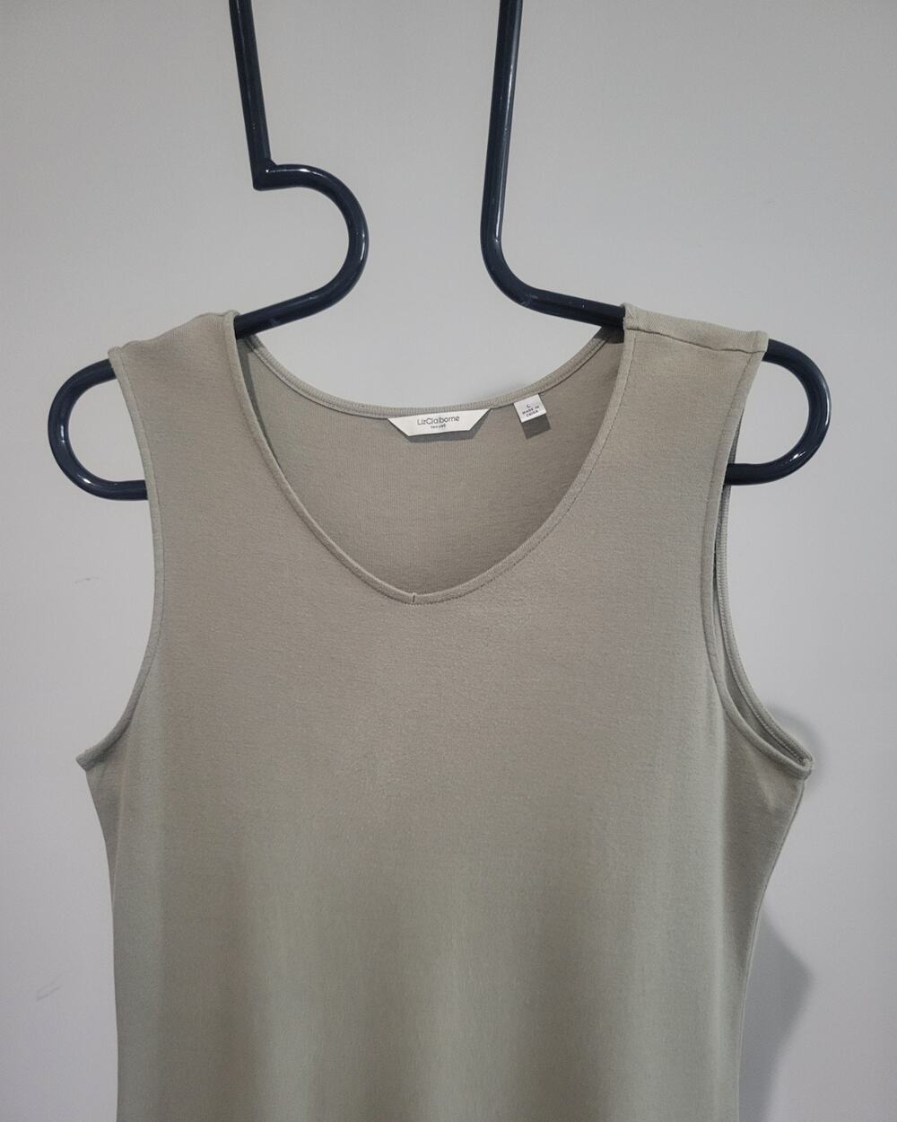 Liz Claiborne Cotton Tank Dress EUC Sage Green Vintage Retired Large